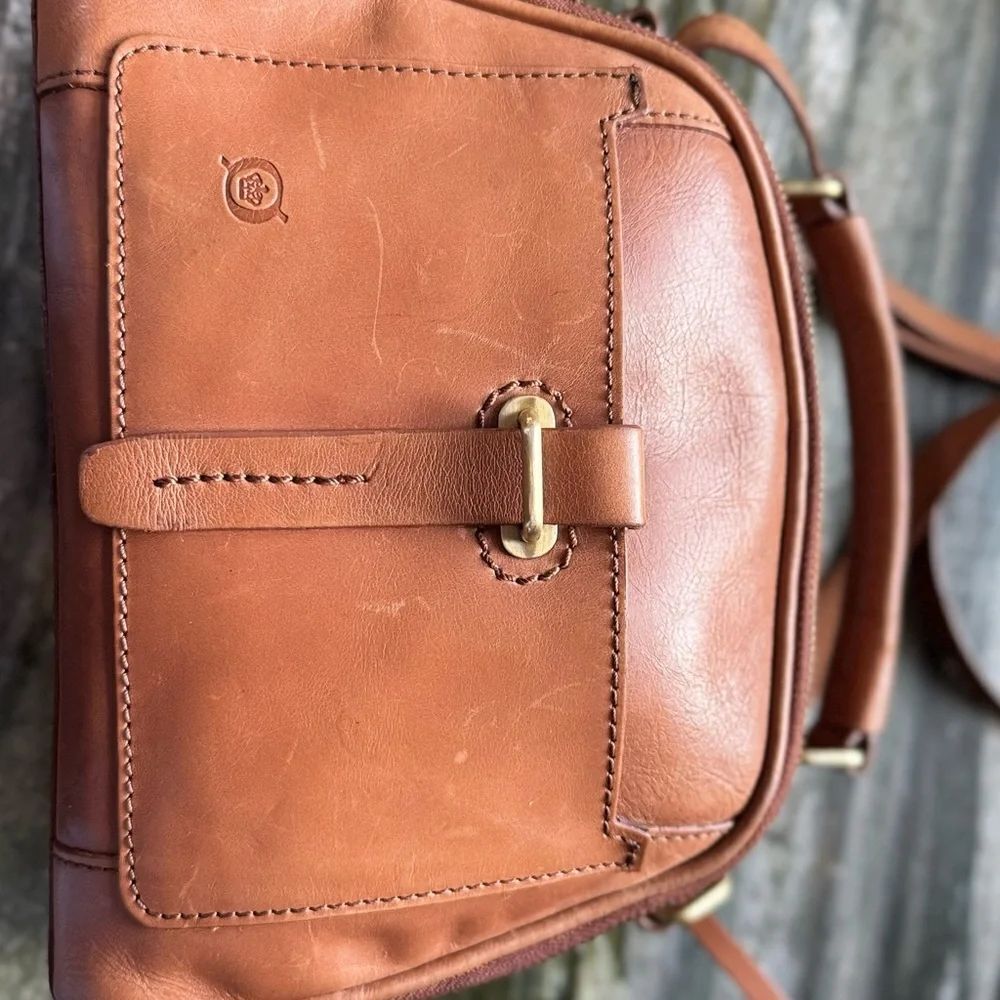 Born Brown Leather Crossbody Satchel | Saddle Cognac Dome Bag - Picture 8 of 15